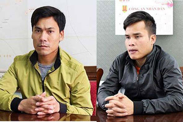 Bị can Bùi Văn Lương (áo vàng) và Bùi Văn Đắc (áo đen). (Ảnh: báo Giao thông)