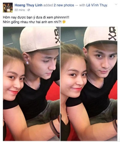 Hoàng Thùy Linh đăng ảnh chụp cùng Vĩnh Thụy trên trang cá nhân của mình. Ảnh: facebook.