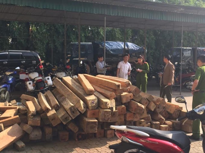 Hà Tĩnh: Bắt 8 đối tượng dùng xe máy biển giả chở gỗ lậu.
