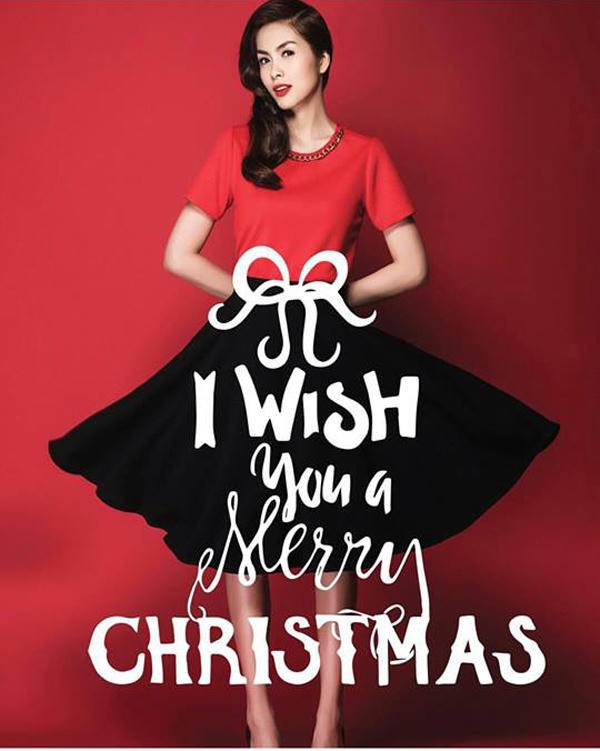Ngọc nữ của làng điện ảnh - Tăng Thanh Hà gửi lời chúc Giáng sinh đến với khán giả. Năm nay, cô đón dịp lễ đặc biệt với tư cách bà mẹ của một cậu con trai. Ảnh: Internet