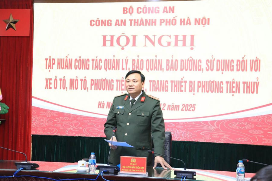 Đại tá Nguyễn Tiến Đạt – Phó Giám đốc CATP phát biểu khai mạc Hội nghị.