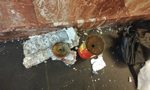 Thiết bị nổ tự chế tại ga tàu điện ngầm ở Vosstaniya. Ảnh: Twitter/sputnikipogrom