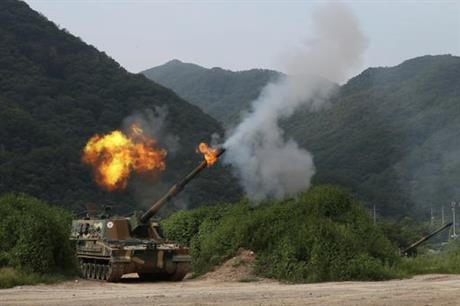Pháo tự hành của quân đội Hàn Quốc. (Ảnh: Yonhap)