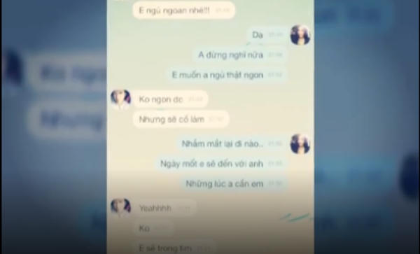 Đoạn tin nhắn thân mật giữa Quế Vân và Trường Giang. Ảnh: internet.