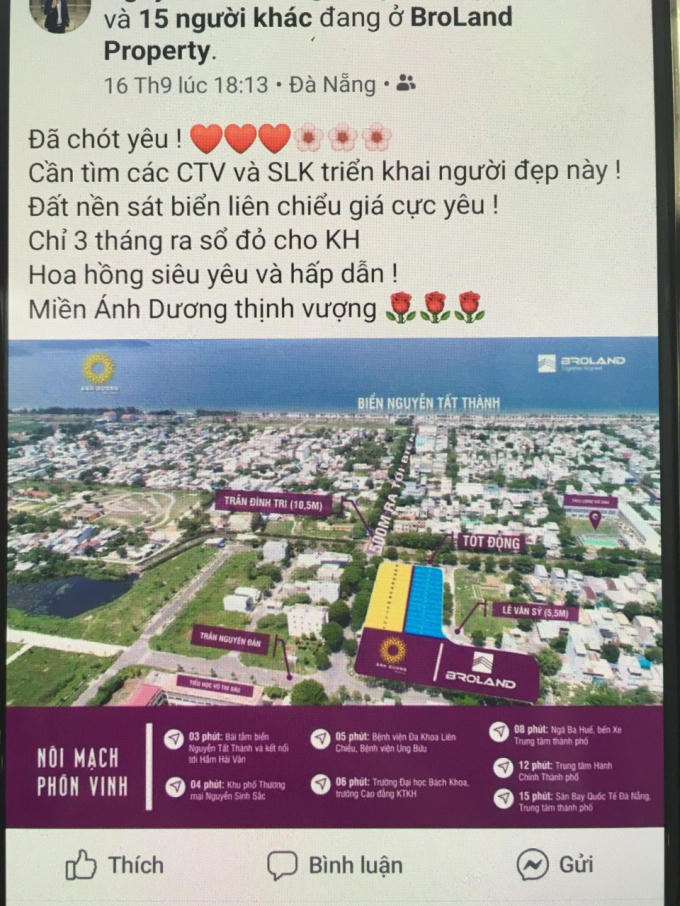 Thông tin chào bán 23 lô đất xuất hiện trên mạng xã hội.