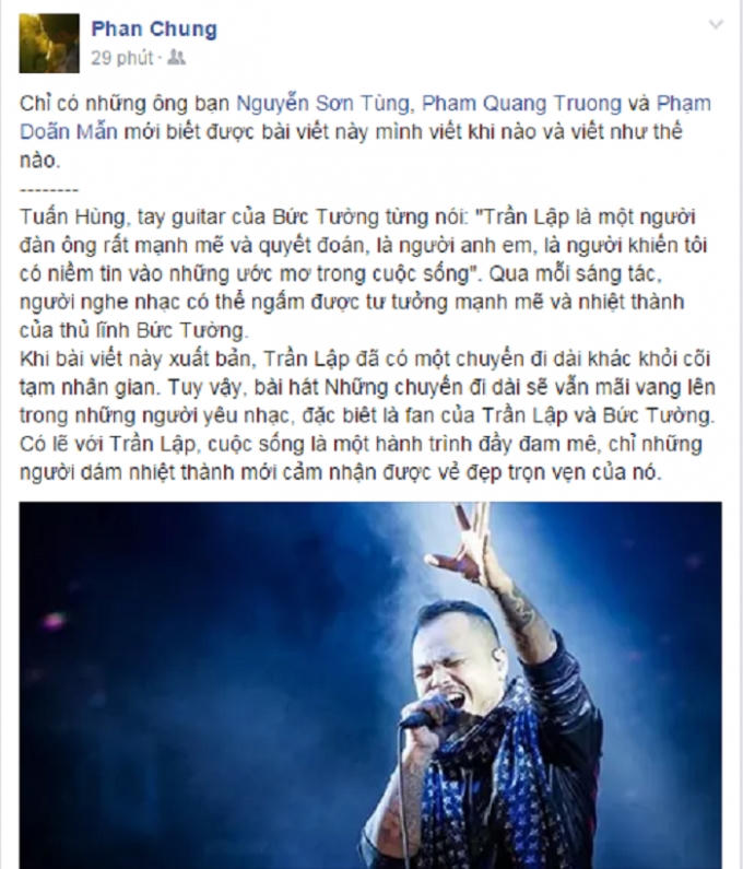 Bàng hoàng: Ca sỹ nhạc Rock Trần Lập vừa qua đời tại nhà riêng