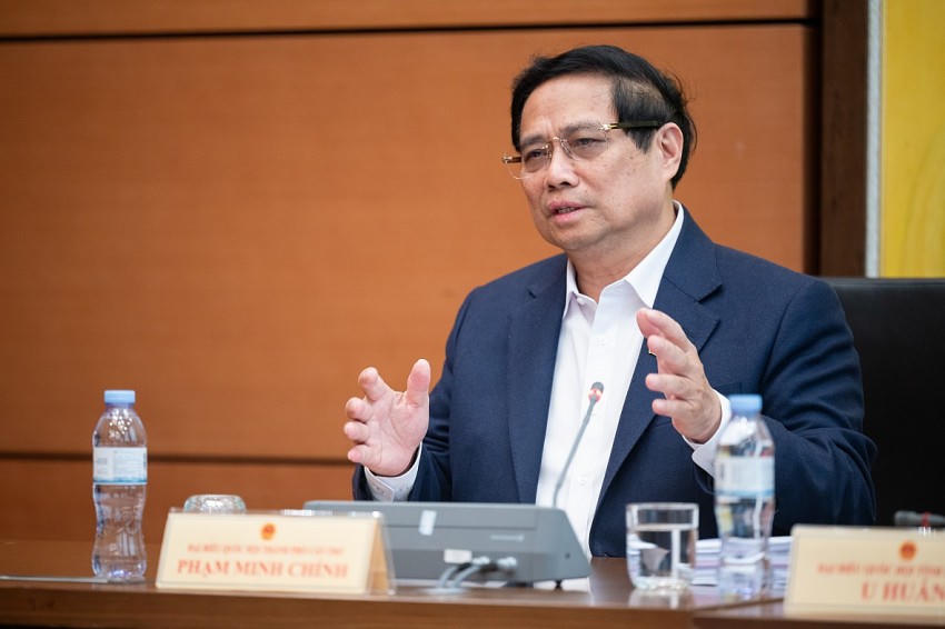 Thủ tướng Chính phủ Phạm Minh Chính phát biểu tại phiên thảo luận. Ảnh: quochoi.vn