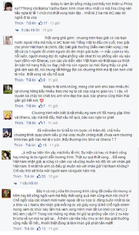 Bình luận của khán giả xem chương trình.
