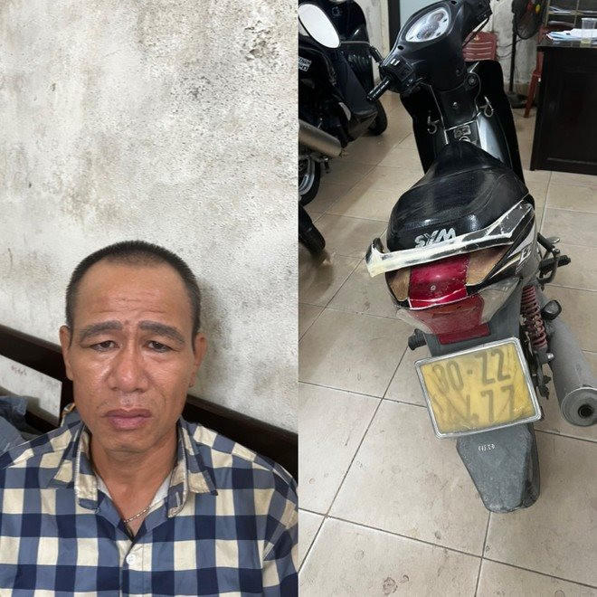 Cường và tang vật vụ việc.