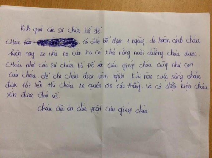 Bức tâm thư của người mang con đến nhờ nơi cửa Phật.