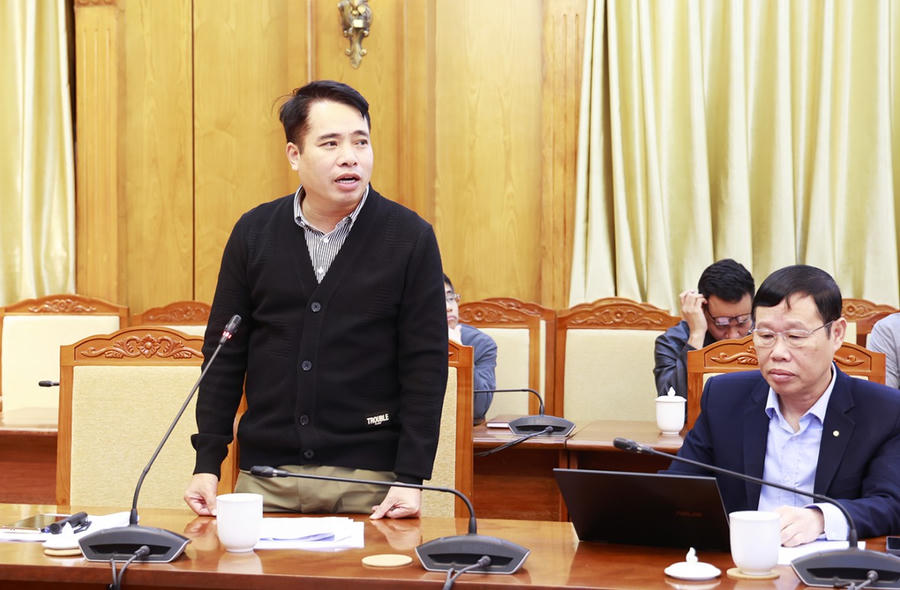 Lãnh đạo Sở Xây dựng phát biểu tại buổi làm việc.