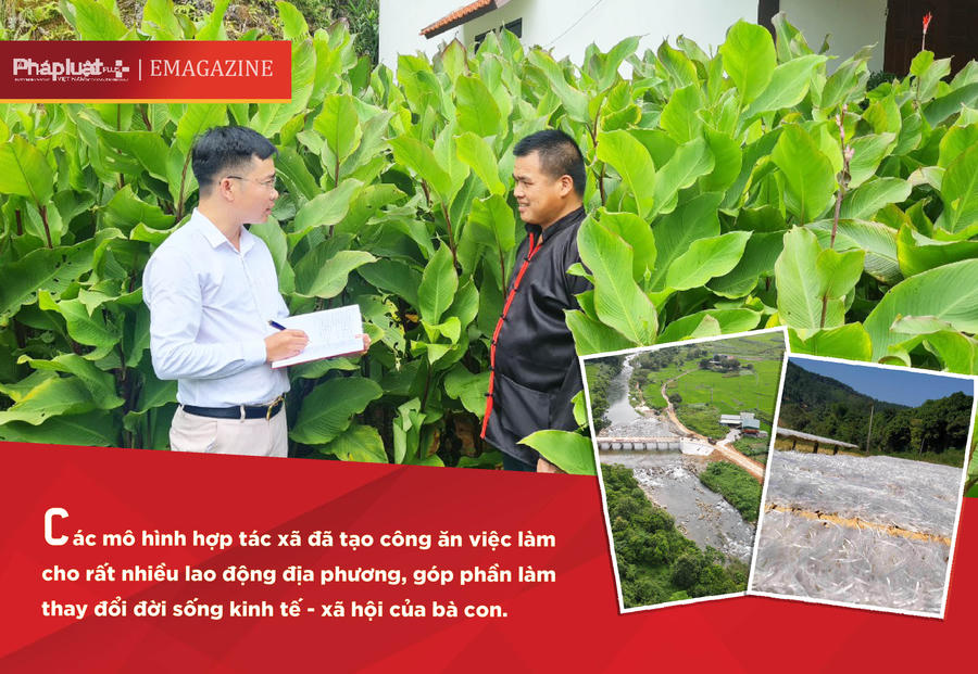 Phóng viên trao đổi với anh La A Nồng - Giám đốc Hợp tác xã Phát triển Đình Trung.