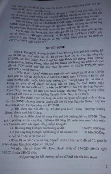 Kỳ 4 - GPMB đường 295B ở Bắc Giang: Ch&iacute;nh quyền đồng &yacute; bồi thường 390 triệu đồng đối với 16,6m2 đất