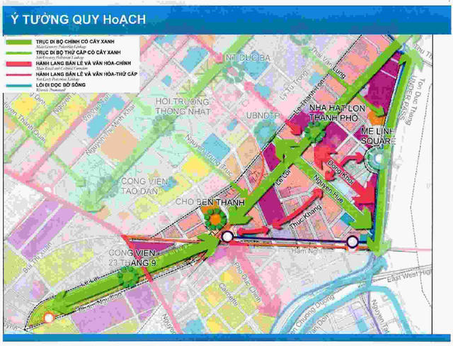 Ý tưởng quy hoạch trục đi bộ có cây xanh ở khu lõi trung tâm TPHCM của Sở Quy hoạch - Kiến trúc.