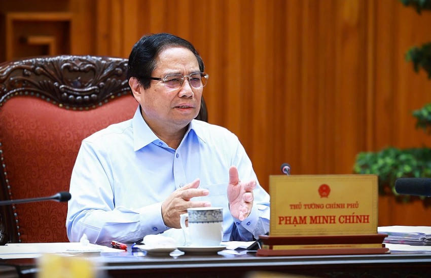 Thủ tướng Phạm Minh Chính chủ trì cuộc họp. Ảnh: VGP