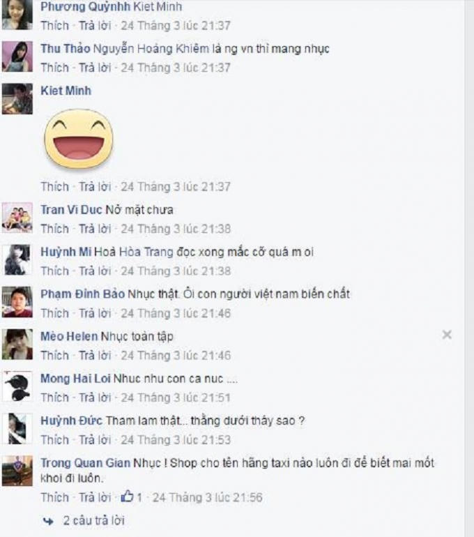 Đa phần cư dân mạng đều cho rằng hành động của tài xế làm “nhục mặt”  người Việt Nam. (Ảnh: Facebook).