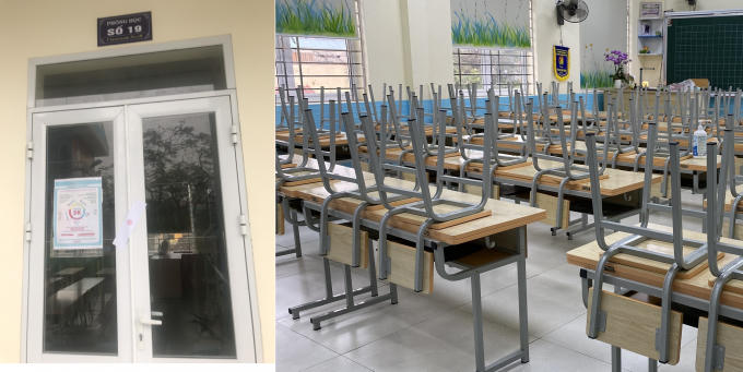 Phòng học được niêm phong sau khi vệ sinh sạch sẽ