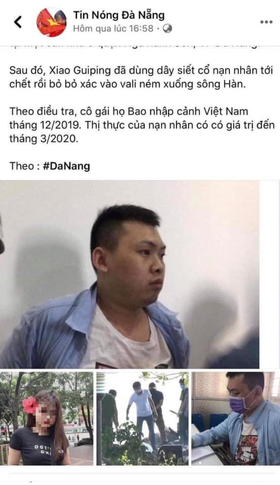 Hình ảnh quản trị viên fanpage Tin nóng Đà Nẵng đăng không đúng sự thật liên quan vụ án.