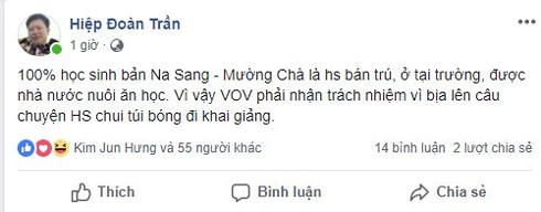 Nội dung status của cán bộ Sở Giáo dục và Đào tạo tỉnh Điện Biên.