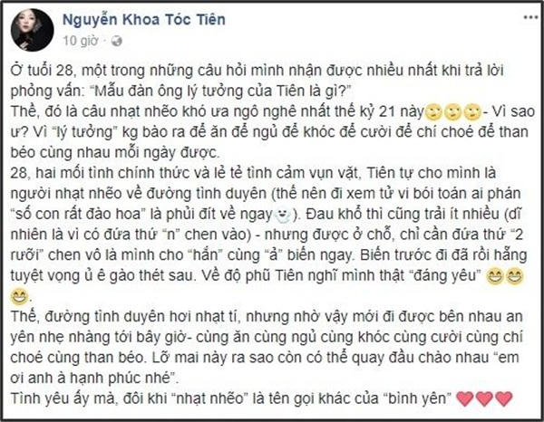 Tóc Tiên nói về người thứ 3