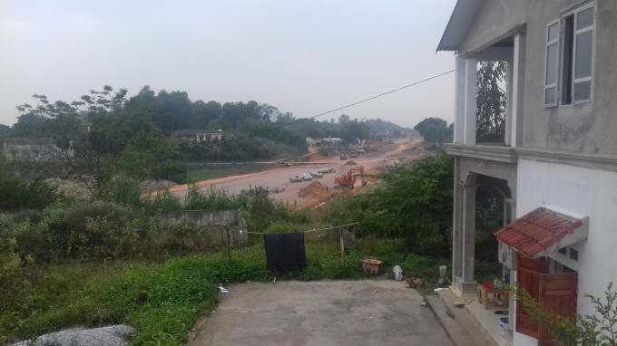 Dự án đường 36 mét nối khu công nghiệp Sông Công II với Quốc lộ 3 cũ và nút giao Sông Công chạy qua đất của các hộ dân.