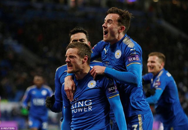 Jamie Vardy ghi bàn thắng gỡ hòa cho Leiceste. (Nguồn: Reuters)