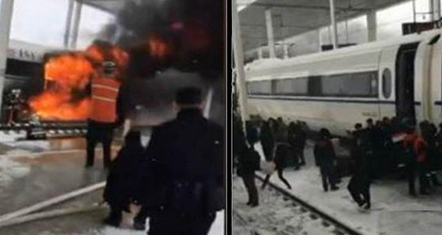 May mắn không có hành khách nào bị thương sau sự cố chập cháy trên tàu cao tốc Trung Quốc. (Ảnh: News)