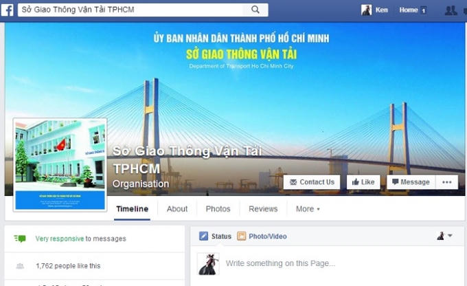 Trang mạng xã hội của Sở Giao thông vận tải TP Hồ Chí Minh.