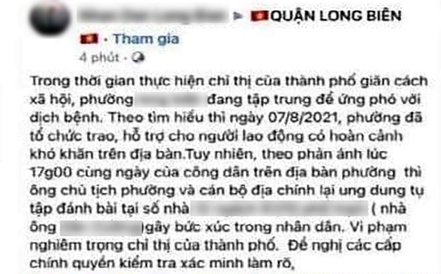 Thông tin lan truyền trên mạng xã hội về vụ việc.