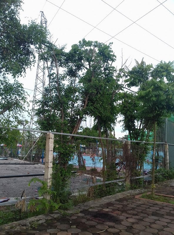 Khuôn viên bể bơi "thần chết" được rào chắn một cách nghiêm ngặt.