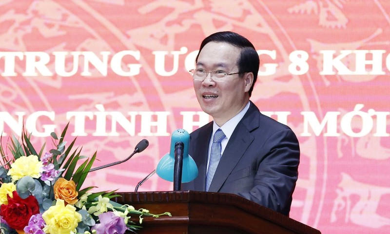 Chủ tịch nước Võ Văn Thưởng phát biểu chỉ đạo. (Ảnh: Thống Nhất/TTXVN).