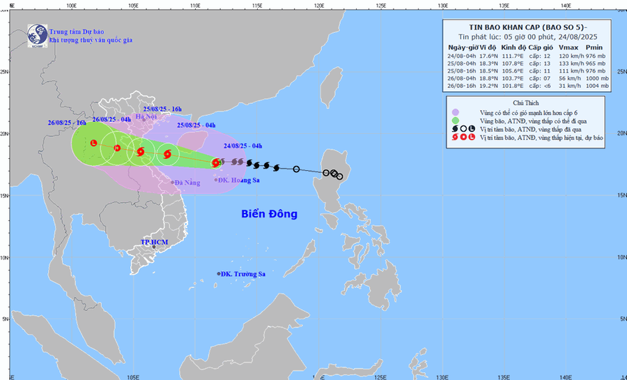 Đường đi cơn bão số 5.