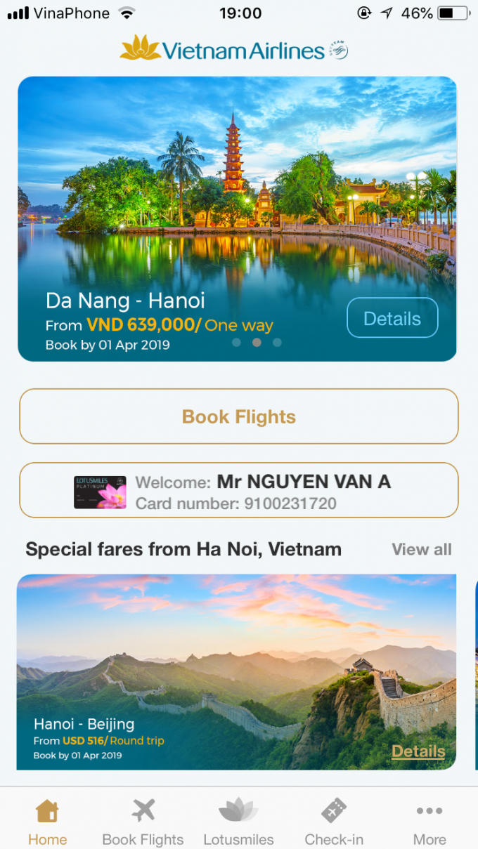 Vietnam Airlines đã tập trung cải thiện các tính năng hỗ trợ tối đa hành trình bay của hành khách.