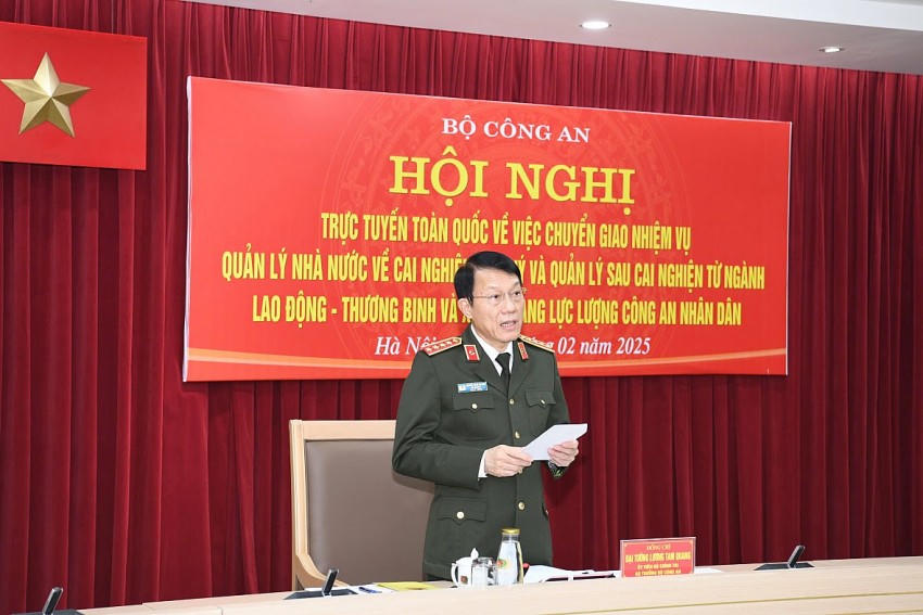 Đại tướng Lương Tam Quang, Bộ trưởng Bộ Công an phát biểu kết luận hội nghị.
