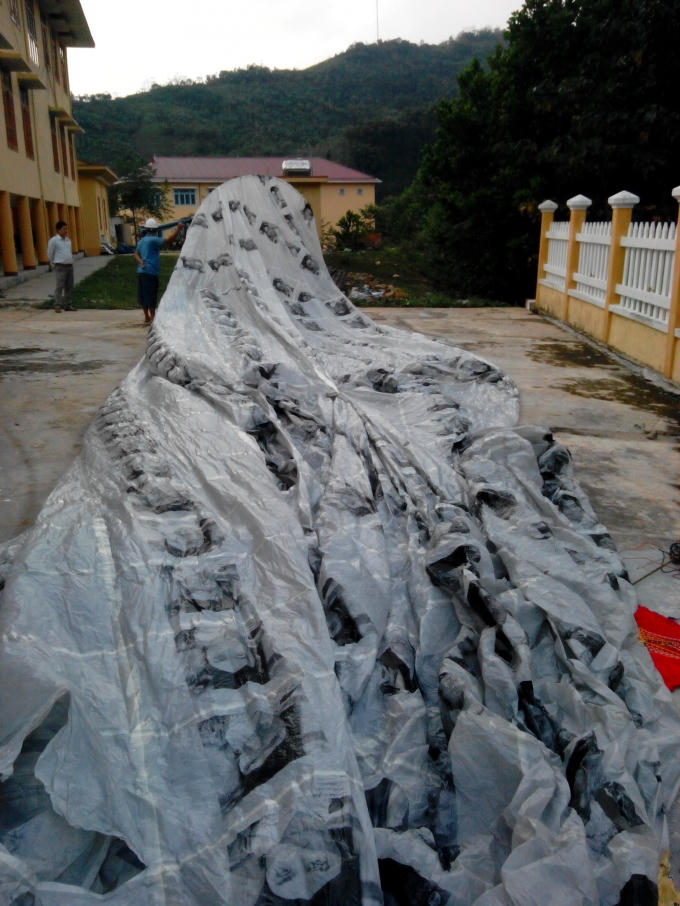 Quả cầu bay có chữ Thái Lan, chữ Trung Quốc.