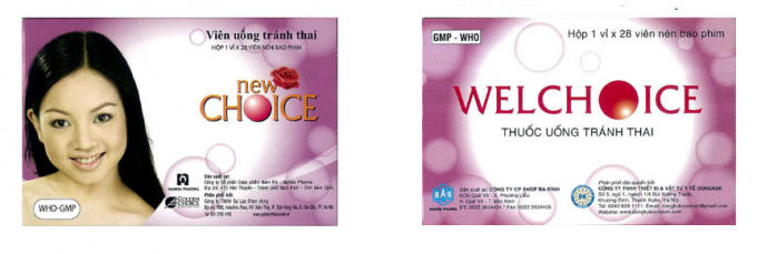 Thuốc tránh thai Newchoice và thuốc tráng thai WELCHOICE. (Ảnh: Lao Động)