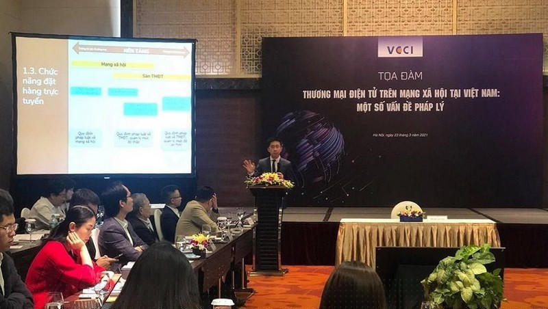 Toàn cảnh Hội thảo công bố báo cáo "TMĐT trên MXH tại Việt Nam: Một số vấn đề pháp lý" sáng ngày 23/3.