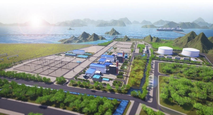 Phối cảnh nhà máy điện khí LNG Quảng Ninh tại phường Cửa Ông.