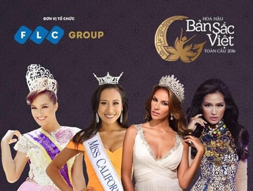 Từ trái qua phải: Victoria Thúy Vi, Crystal Lee, Daniela Chalbaud và Janine Tugonon. Đây là 4 khách mời tham gia buổi họp báo hoa hậu “Hoa hậu bản sắc Việt toàn cầu”