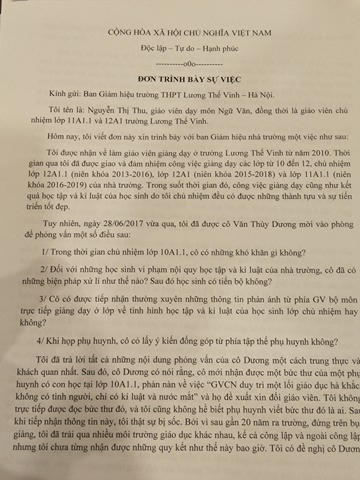 Tường trình về sự việc của cô Thu