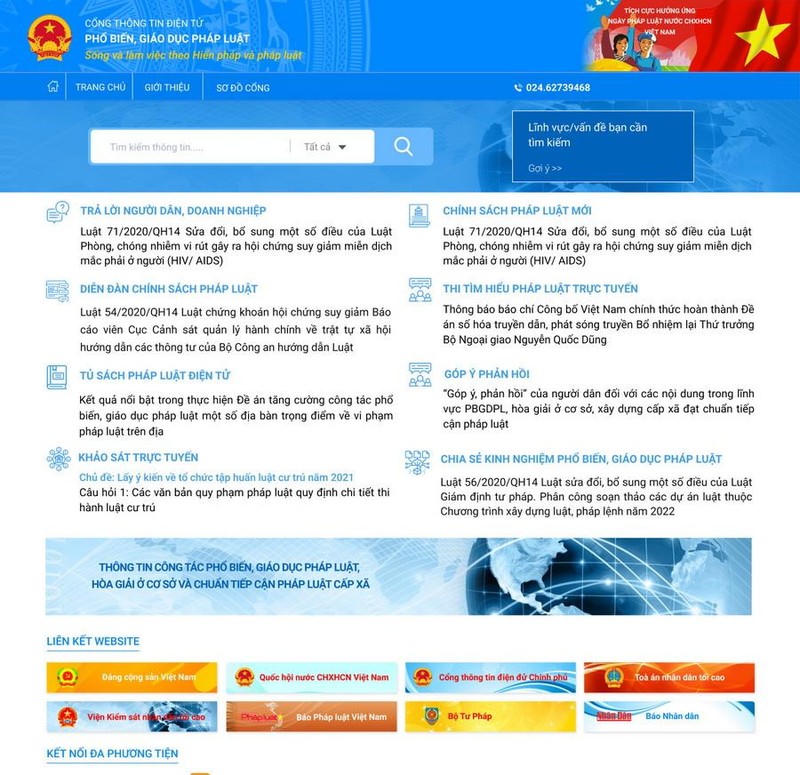 Giao diện Cổng thông tin điện tử PBGDPL.