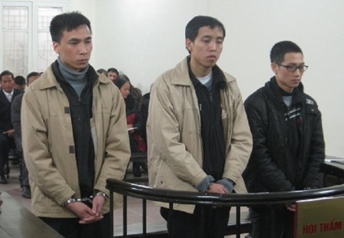 Các bị cáo tại phiên tòa sơ thẩm.