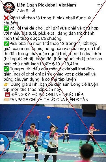 Cảnh giác trước các trang facebook giả mạo “Liên đoàn Pickleball Việt Nam”.