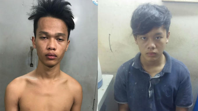 2 anh em ruột Nguyễn Văn Trí (trái) và Nguyễn Trường Giang tại cơ quan công an. (Ảnh: báo Vietnamnet)