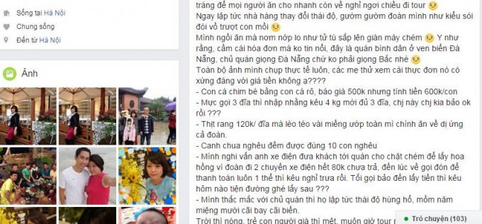 Chị Hiền thắc mắc trước thái độ phục vụ của chủ quán lẫn lái xe điện.