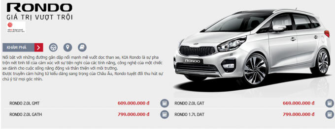 Gi&aacute; xe Kia Rondo mới nhất th&aacute;ng 3/2018.