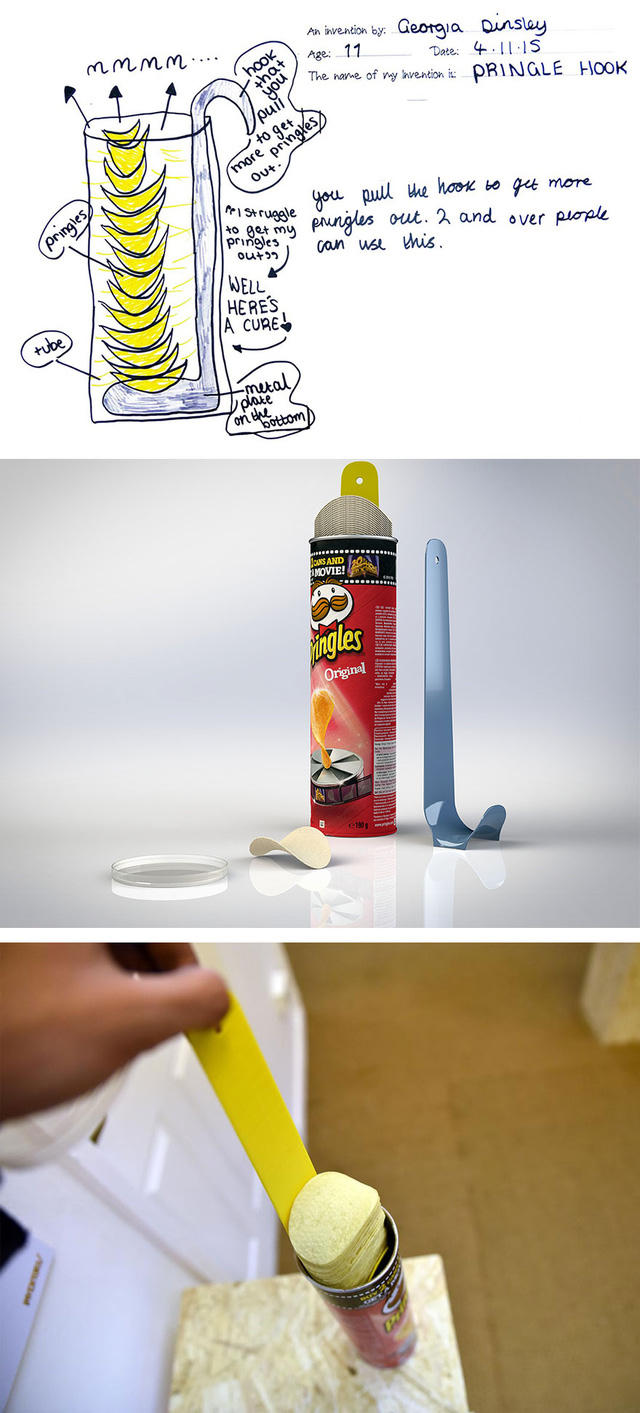 Phát minh được công nhận bởi một cô bé 11 tuổi, giúp cho việc ăn khoai tây chiên Pringles trở nên dễ dàng hơi rất nhiều.