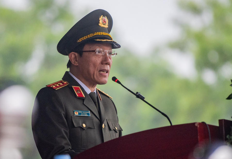 Thượng tướng Lương Tam Quang phát biểu tại buổi lễ.