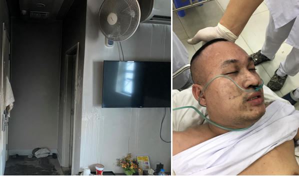 Thanh niên thuê phòng được đưa đi cấp cứu.