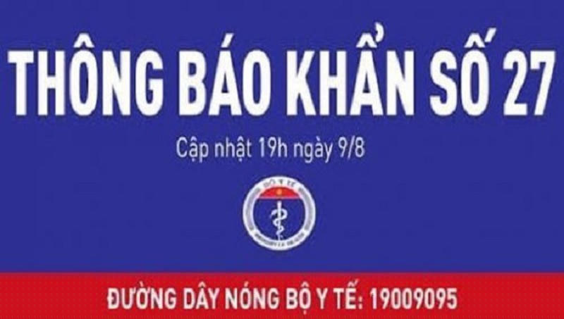 Bộ Y tế ra thông báo khẩn số 27